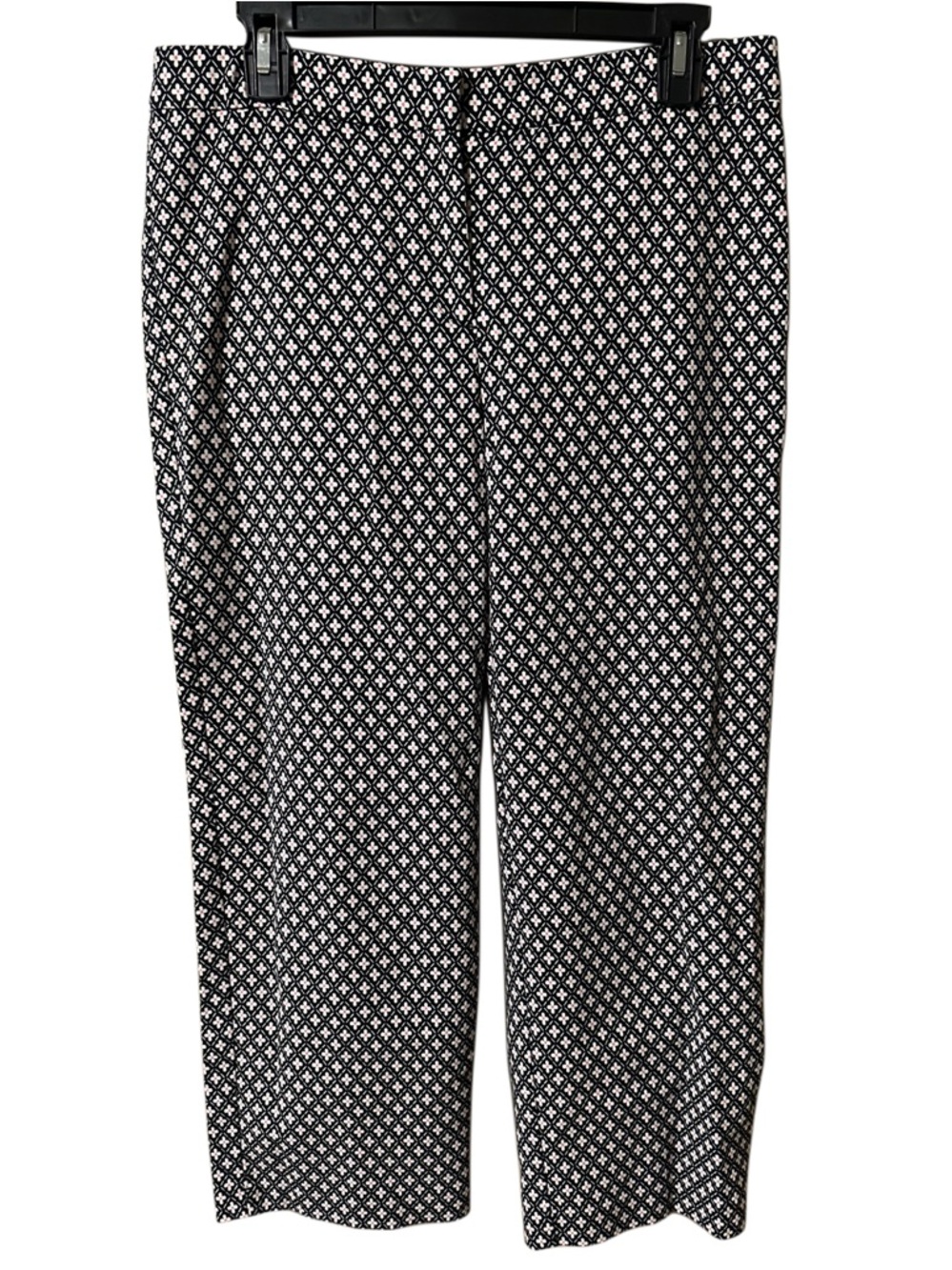 J. Jill Black & White Geometric Floral Pink Straight Leg Pants